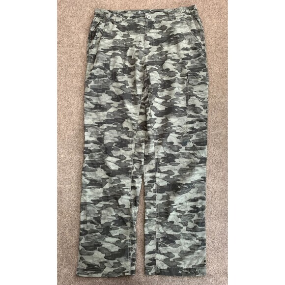 Columbia Pants Mens 36x32 Cargo Omni-Shade Camo Silver Ridge Nylon Hiking Camp - Picture 1 of 9